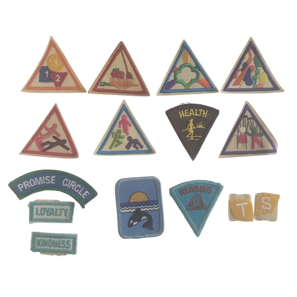 Vintage Girl Scout Patch Lot Brownie Try-Its Promise‎ Circle 14